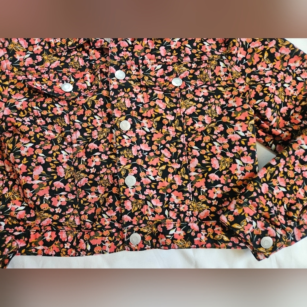Social Standard By Sanctuary Black And Pink Floral Jean Jacket Size XL - Picture 2 of 13